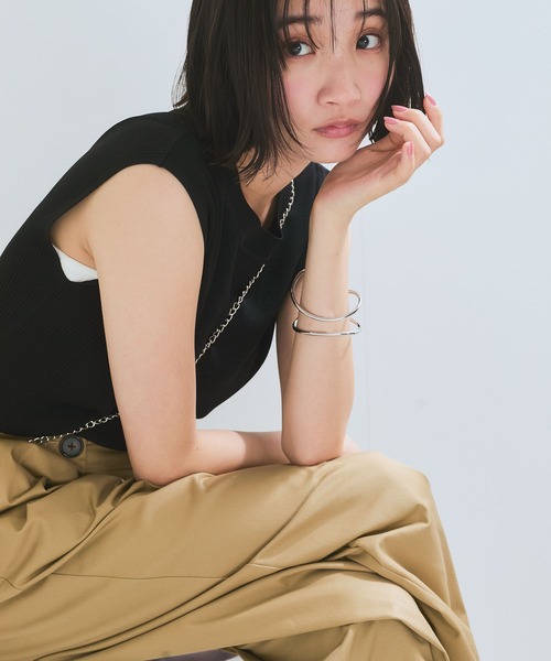 VIS(ビス)の「【UVケア/接触冷感/洗える】美人スリーブニット(ニット/セーター・レディース・オレンジ/ブラウン/ブラック/オフホワイト・FREE)」の19枚目の写真