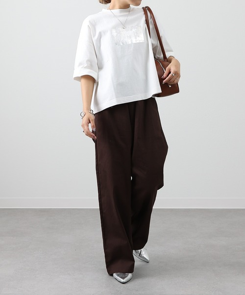 COLONY 2139（コロニートゥーワンスリーナイン）の「箔プリントTシャツ（Tシャツ/カットソー・レディース・ブラック/チャコールグレー/ホワイト・FREE）」の4枚目の写真