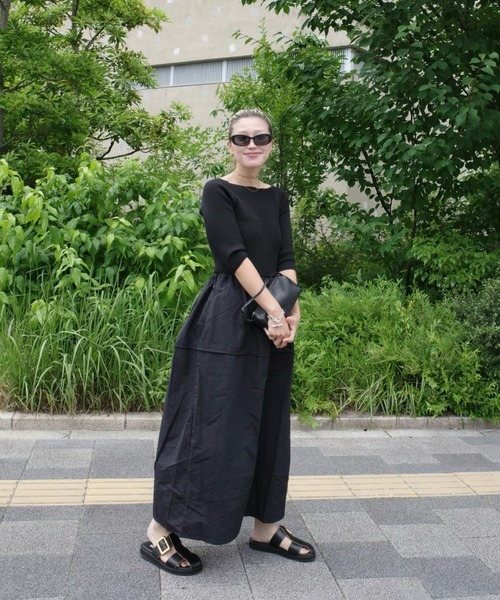 セール】スクエアネックニットコンビコクーンワンピース（ワンピース