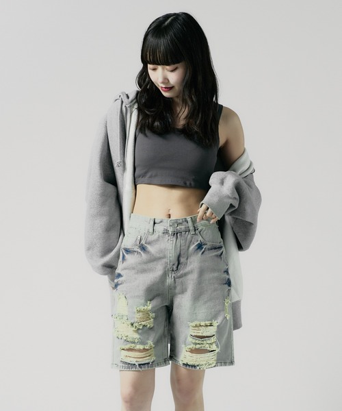 Chick（チック）の「cropped Tanktop / クロップド丈 タンクトップ（タンクトップ・レディース・ベージュ/ホワイト/ブラック/グレー・FREE）」の8枚目の写真