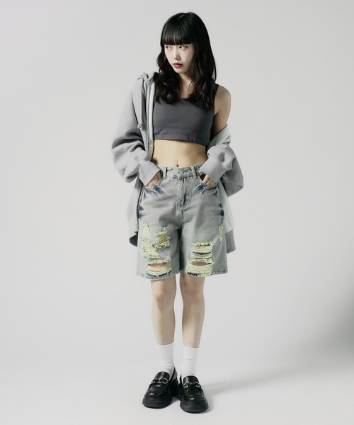 Chick（チック）の「cropped Tanktop / クロップド丈 タンクトップ（タンクトップ・レディース・ベージュ/ホワイト/ブラック/グレー・FREE）」の10枚目の写真