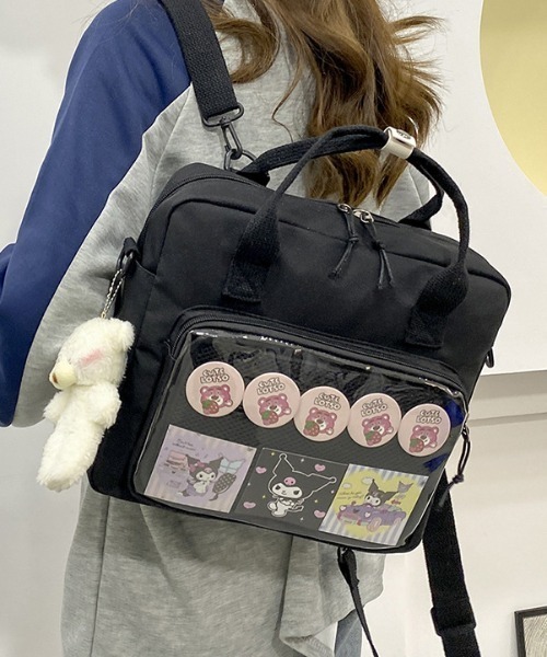 ♡未使用品♡リュックサック♡手提げ♡ショルダーバック♡2way♡バック柄♡ 2way】リュックサック デイパック 痛バッグ レディース