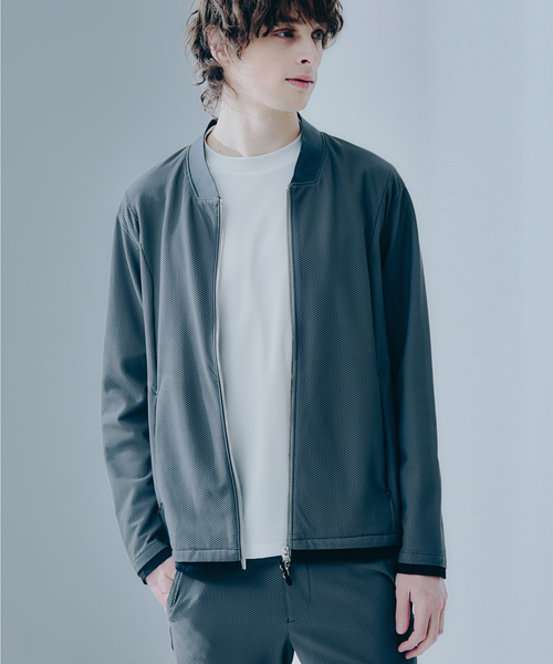 DESIGNWORKS（デザインワークス）の「【セットアップ対応】ナイロン トリコットメッシュ アクティブブルゾン / ウォッシャブル / ストレッチ（ブルゾン・メンズ・ストライプ/ブラック/グレー・46/48/50）」の3枚目の写真