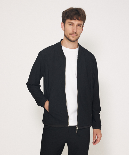 DESIGNWORKS（デザインワークス）の「【セットアップ対応】ナイロン トリコットメッシュ アクティブブルゾン / ウォッシャブル / ストレッチ（ブルゾン・メンズ・ストライプ/ブラック/グレー・46/48/50）」の2枚目の写真