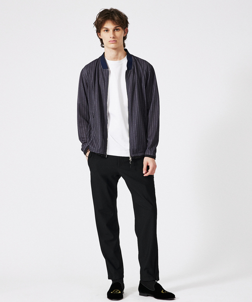 DESIGNWORKS（デザインワークス）の「【セットアップ対応】ナイロン トリコットメッシュ アクティブブルゾン / ウォッシャブル / ストレッチ（ブルゾン・メンズ・ストライプ/ブラック/グレー・46/48/50）」の8枚目の写真