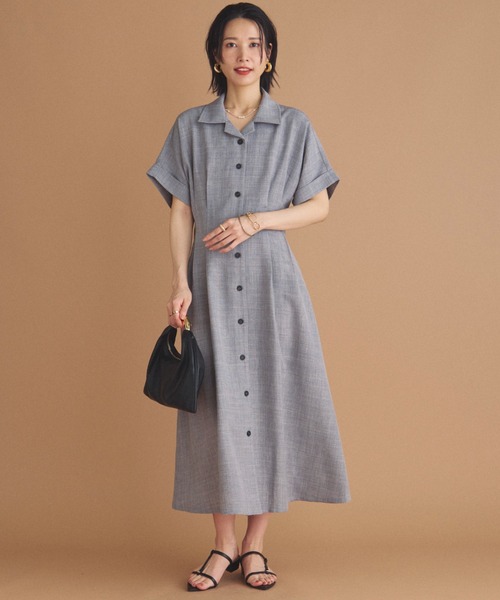 セール】【新色追加】タックフレアシャツワンピース（シャツワンピース