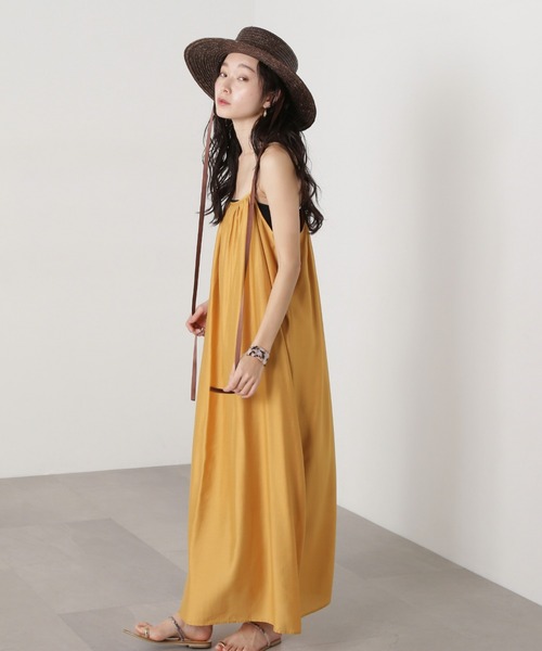 N.（N. Natural Beauty Basic）（エヌエヌナチュラルビューティーベーシック）の「ギャザーキャミワンピース（ワンピース・レディース・ブラック/ベージュ/オレンジ・MEDIUM）」の3枚目の写真