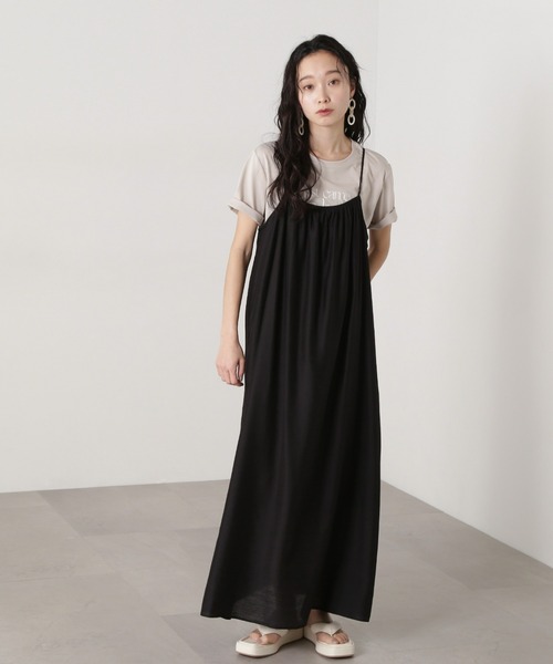 N.（N. Natural Beauty Basic）（エヌエヌナチュラルビューティーベーシック）の「ギャザーキャミワンピース（ワンピース・レディース・ブラック/ベージュ/オレンジ・MEDIUM）」の2枚目の写真