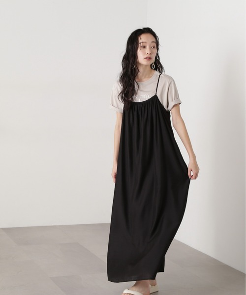 N.（N. Natural Beauty Basic）（エヌエヌナチュラルビューティーベーシック）の「ギャザーキャミワンピース（ワンピース・レディース・ブラック/ベージュ/オレンジ・MEDIUM）」の6枚目の写真