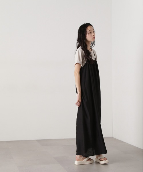 N.（N. Natural Beauty Basic）（エヌエヌナチュラルビューティーベーシック）の「ギャザーキャミワンピース（ワンピース・レディース・ブラック/ベージュ/オレンジ・MEDIUM）」の7枚目の写真