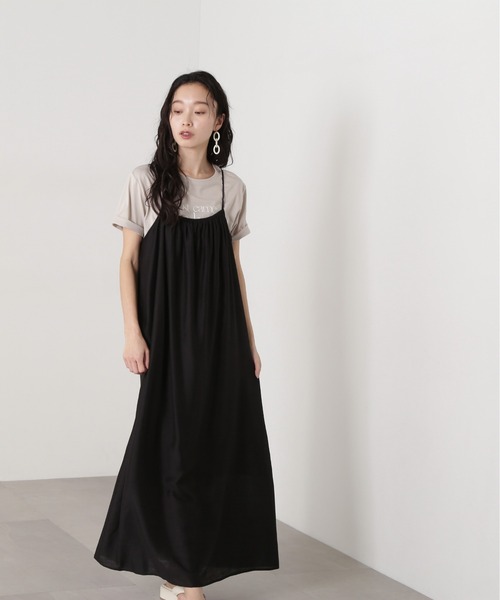 N.（N. Natural Beauty Basic）（エヌエヌナチュラルビューティーベーシック）の「ギャザーキャミワンピース（ワンピース・レディース・ブラック/ベージュ/オレンジ・MEDIUM）」の9枚目の写真