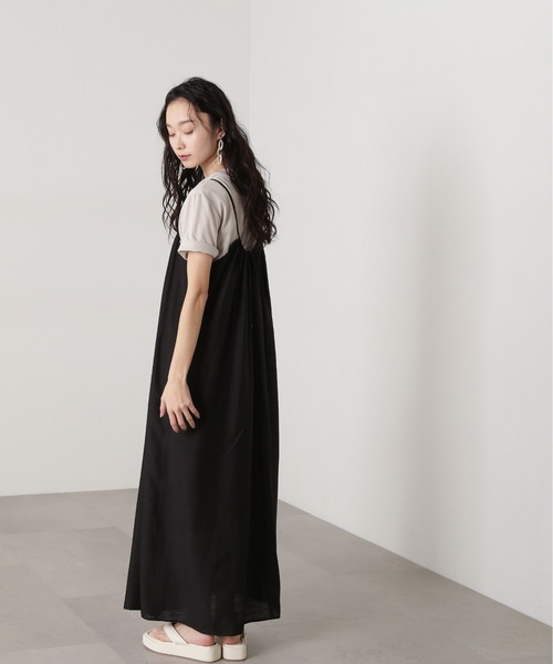 2025SS◆新品・未使用◆ナチュラルビューティベーシック◆キャミワンピース セール】◇【THINK NATURAL】ギャザーデザインキャミワンピース