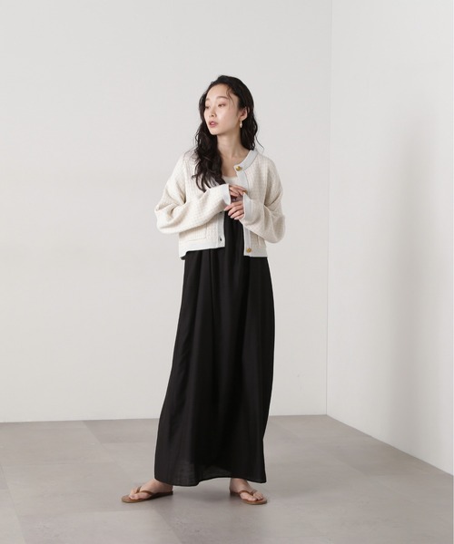 N.（N. Natural Beauty Basic）（エヌエヌナチュラルビューティーベーシック）の「ギャザーキャミワンピース（ワンピース・レディース・ブラック/ベージュ/オレンジ・MEDIUM）」の12枚目の写真