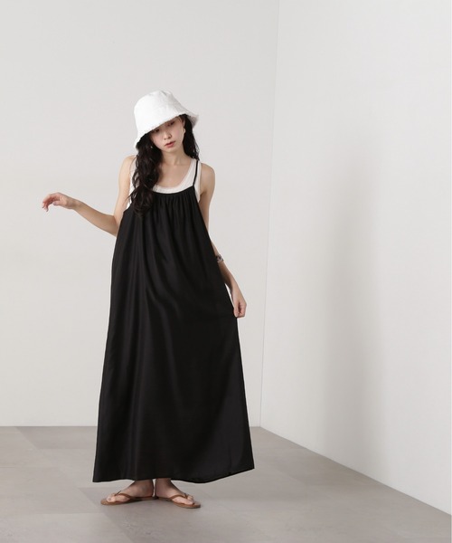 N.（N. Natural Beauty Basic）（エヌエヌナチュラルビューティーベーシック）の「ギャザーキャミワンピース（ワンピース・レディース・ブラック/ベージュ/オレンジ・MEDIUM）」の14枚目の写真