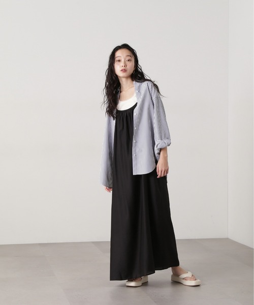 N.（N. Natural Beauty Basic）（エヌエヌナチュラルビューティーベーシック）の「ギャザーキャミワンピース（ワンピース・レディース・ブラック/ベージュ/オレンジ・MEDIUM）」の16枚目の写真