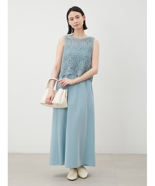 ポン酢さま専用　ミラオーウェン　クロシェ ニットレイヤードキャミワンピース クロシェニットレイヤードキャミワンピース｜ミラオーウェンの通販