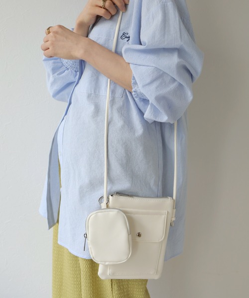 Crisp(クリスプ)の「ポーチ付きミニショルダーバッグ(ショルダーバッグ・レディース・ホワイト/ライトグレー/ブルー・FREE)」の7枚目の写真