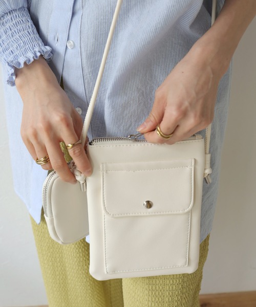 Crisp(クリスプ)の「ポーチ付きミニショルダーバッグ(ショルダーバッグ・レディース・ホワイト/ライトグレー/ブルー・FREE)」の9枚目の写真