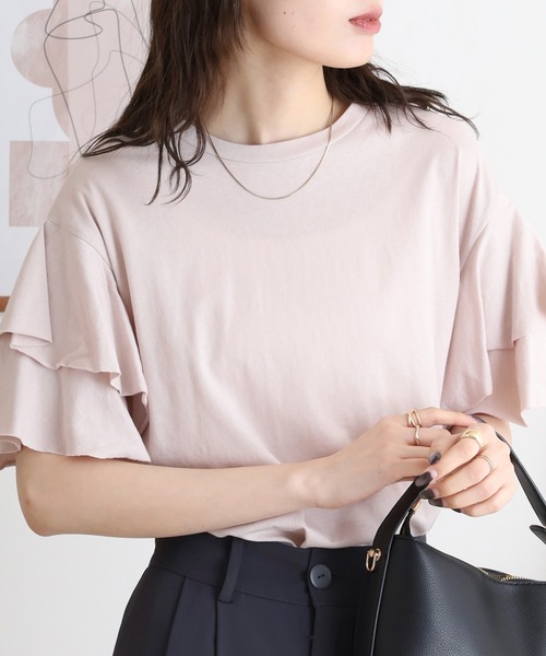 atONE(アットワン)の「コットンフレアー袖カットソー(Tシャツ/カットソー・レディース・オフホワイト/ベージュ系1/ベージュ/ブラック・LL~3L/4L~5L/M-L)」の4枚目の写真