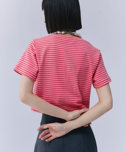 EIMY ISTOIRE（エイミーイストワール）の「eimyボーダー Tシャツ（Tシャツ/カットソー・レディース・ブラウン/ピンク/ブラック・F）」の5枚目の写真