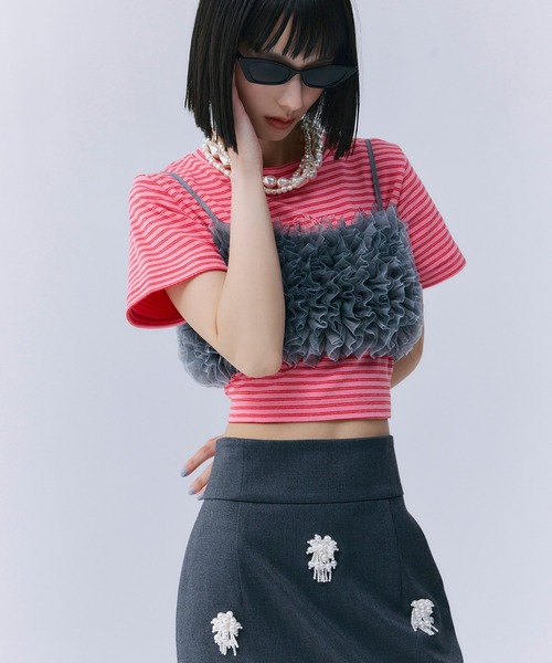 EIMY ISTOIRE（エイミーイストワール）の「eimyボーダー Tシャツ（Tシャツ/カットソー・レディース・ブラウン/ピンク/ブラック・F）」の6枚目の写真