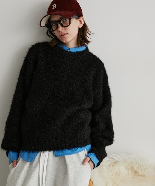 Auntie Rosa Holiday（アンティローザホリデー）の「ラメフェザーヤーンプルオーバー（ニット/セーター・レディース・ブルー/ブラック/ピンク/レッド/イエロー・FREE）」の2枚目の写真