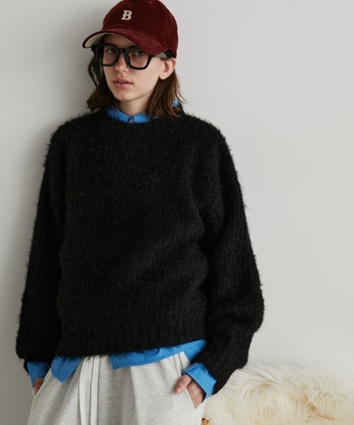 新品未使用　オブリ　OBLI ラメフェザーニット/ブラック ラメフェザーニット/ブラック | TOPS | OBLI