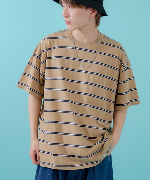 improves(インプローブス)の「マルチボーダー 半袖Tシャツ(Tシャツ/カットソー・メンズ・ホワイト/グリーン/ベージュ/ネイビー/チャコール/ブルー・MEDIUM/LARGE/X-LARGE)」の3枚目の写真