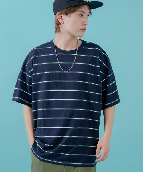 improves(インプローブス)の「マルチボーダー 半袖Tシャツ(Tシャツ/カットソー・メンズ・ホワイト/グリーン/ベージュ/ネイビー/チャコール/ブルー・MEDIUM/LARGE/X-LARGE)」の5枚目の写真