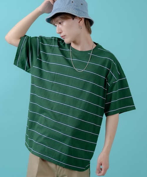 improves(インプローブス)の「マルチボーダー 半袖Tシャツ(Tシャツ/カットソー・メンズ・ホワイト/グリーン/ベージュ/ネイビー/チャコール/ブルー・MEDIUM/LARGE/X-LARGE)」の4枚目の写真