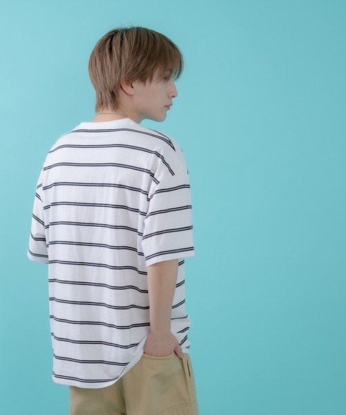 improves(インプローブス)の「マルチボーダー 半袖Tシャツ(Tシャツ/カットソー・メンズ・ホワイト/グリーン/ベージュ/ネイビー/チャコール/ブルー・MEDIUM/LARGE/X-LARGE)」の9枚目の写真