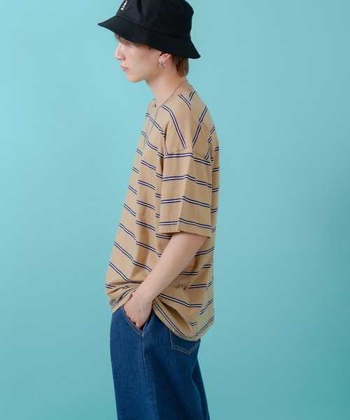 improves(インプローブス)の「マルチボーダー 半袖Tシャツ(Tシャツ/カットソー・メンズ・ホワイト/グリーン/ベージュ/ネイビー/チャコール/ブルー・MEDIUM/LARGE/X-LARGE)」の16枚目の写真