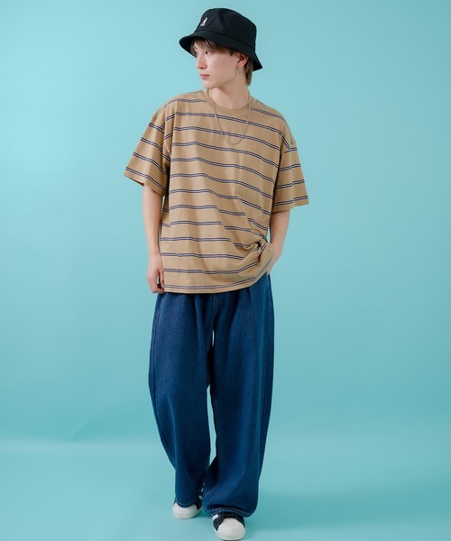 improves(インプローブス)の「マルチボーダー 半袖Tシャツ(Tシャツ/カットソー・メンズ・ホワイト/グリーン/ベージュ/ネイビー/チャコール/ブルー・MEDIUM/LARGE/X-LARGE)」の18枚目の写真