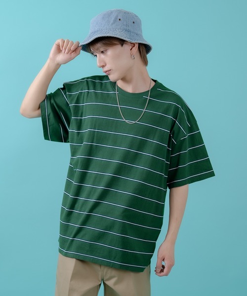 improves(インプローブス)の「マルチボーダー 半袖Tシャツ(Tシャツ/カットソー・メンズ・ホワイト/グリーン/ベージュ/ネイビー/チャコール/ブルー・MEDIUM/LARGE/X-LARGE)」の19枚目の写真