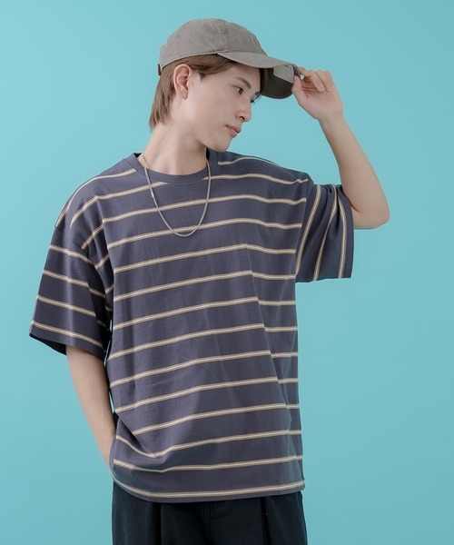 improves(インプローブス)の「マルチボーダー 半袖Tシャツ(Tシャツ/カットソー・メンズ・ホワイト/グリーン/ベージュ/ネイビー/チャコール/ブルー・MEDIUM/LARGE/X-LARGE)」の11枚目の写真