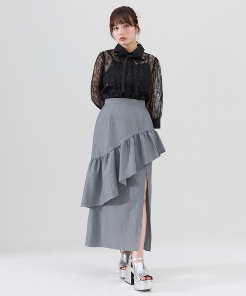 REDYAZEL（レディアゼル）の「アシメフリルスカート（スカート・レディース・ブラック/ブルー/グレー・SMALL/MEDIUM）」の11枚目の写真