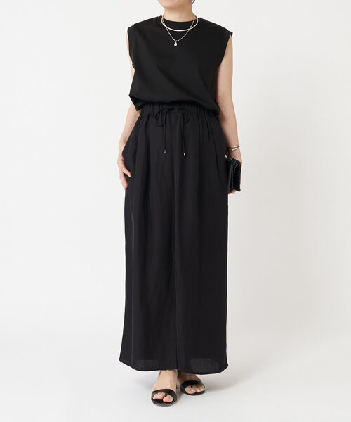 LIVETART(リヴェタート)の「麻混ツイルスリットスカート(スカート・レディース・アイボリー/ブラック・FREE)」の3枚目の写真