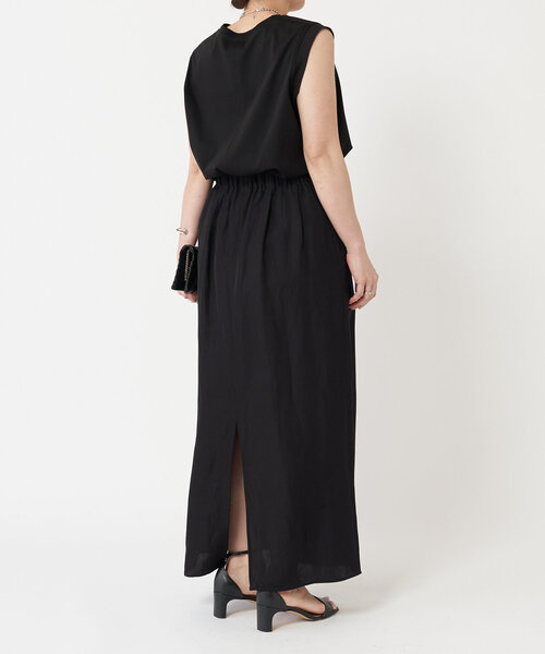 LIVETART(リヴェタート)の「麻混ツイルスリットスカート(スカート・レディース・アイボリー/ブラック・FREE)」の4枚目の写真