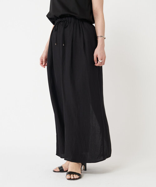 LIVETART(リヴェタート)の「麻混ツイルスリットスカート(スカート・レディース・アイボリー/ブラック・FREE)」の6枚目の写真