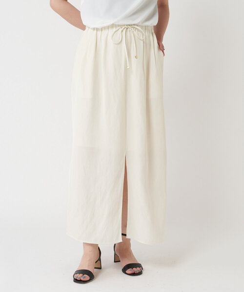 LIVETART(リヴェタート)の「麻混ツイルスリットスカート(スカート・レディース・アイボリー/ブラック・FREE)」の12枚目の写真