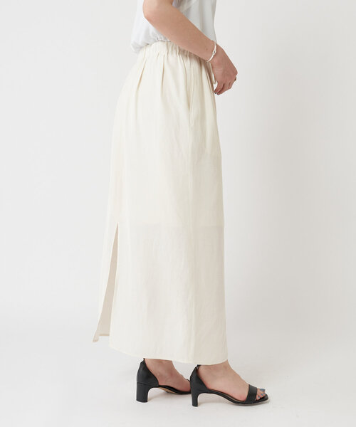 LIVETART(リヴェタート)の「麻混ツイルスリットスカート(スカート・レディース・アイボリー/ブラック・FREE)」の13枚目の写真