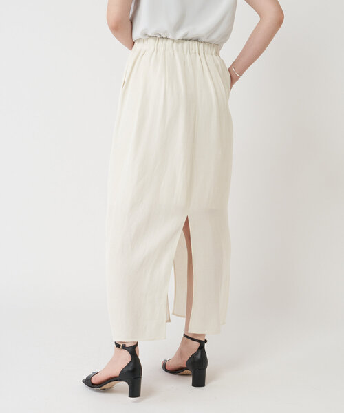 LIVETART(リヴェタート)の「麻混ツイルスリットスカート(スカート・レディース・アイボリー/ブラック・FREE)」の14枚目の写真