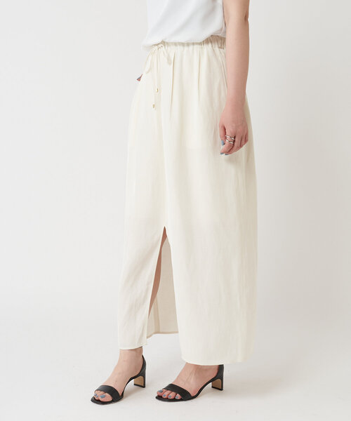 LIVETART(リヴェタート)の「麻混ツイルスリットスカート(スカート・レディース・アイボリー/ブラック・FREE)」の16枚目の写真