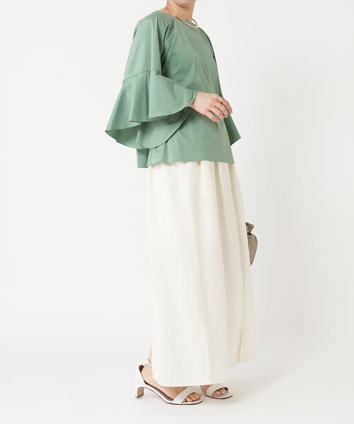 LIVETART(リヴェタート)の「麻混ツイルスリットスカート(スカート・レディース・アイボリー/ブラック・FREE)」の22枚目の写真