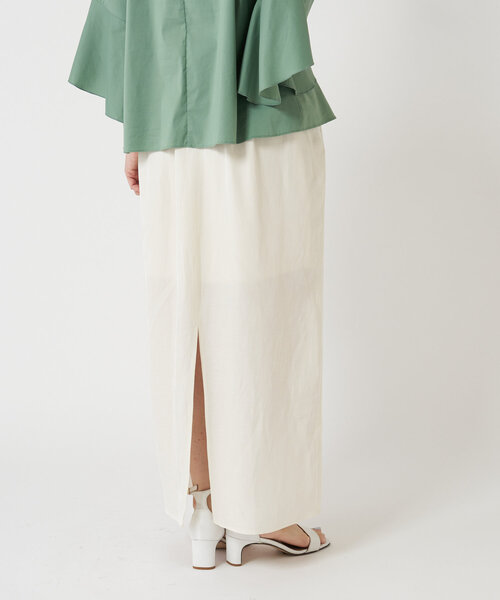 LIVETART(リヴェタート)の「麻混ツイルスリットスカート(スカート・レディース・アイボリー/ブラック・FREE)」の1枚目の写真