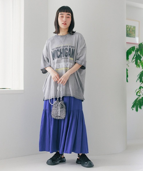 niko and...（ニコアンド）の「フェードロゴチュニックTシャツ（Tシャツ/カットソー・レディース・オフホワイト/チャコール/ピンク/ライトグリーン・FREE）」の15枚目の写真