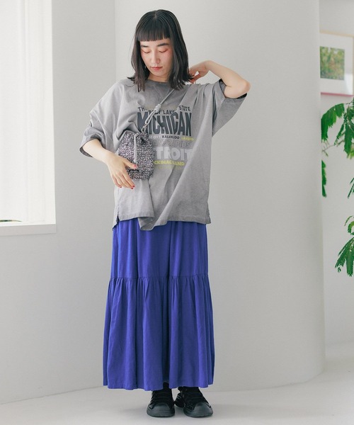 niko and...（ニコアンド）の「フェードロゴチュニックTシャツ（Tシャツ/カットソー・レディース・オフホワイト/チャコール/ピンク/ライトグリーン・FREE）」の16枚目の写真