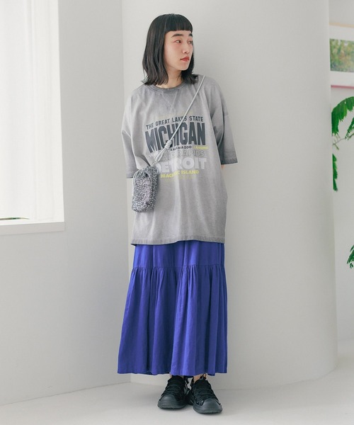 niko and...（ニコアンド）の「フェードロゴチュニックTシャツ（Tシャツ/カットソー・レディース・オフホワイト/チャコール/ピンク/ライトグリーン・FREE）」の18枚目の写真