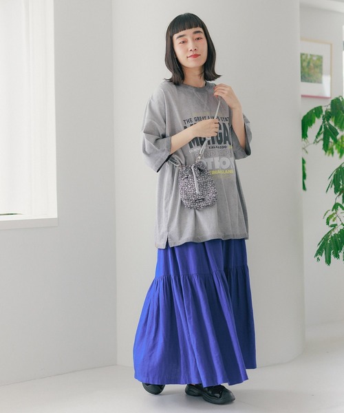 niko and...（ニコアンド）の「フェードロゴチュニックTシャツ（Tシャツ/カットソー・レディース・オフホワイト/チャコール/ピンク/ライトグリーン・FREE）」の19枚目の写真
