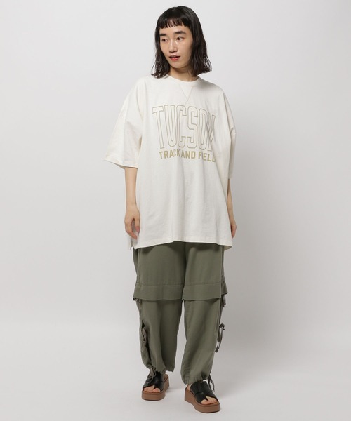 ニコアンド 新品フェードロゴチュニックTシャツ セール】フェードロゴチュニックTシャツ（Tシャツ/カットソー